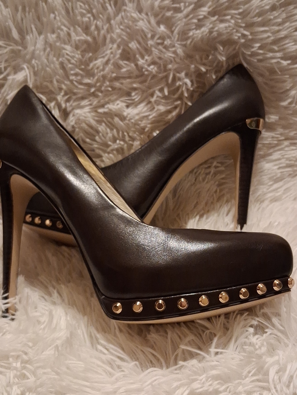 Michael Kors NWOT Leather Stiletto Heels with Gold Studs